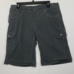 Kuhl Women's Cargo Shorts Gray Patina Dye Outdoors Hiking Gorpcore Sz 14
